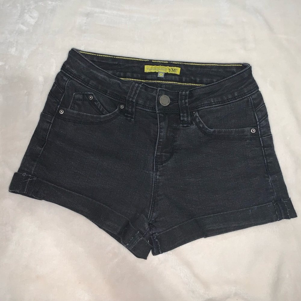 Wannabettabutt high rise black denim shorts